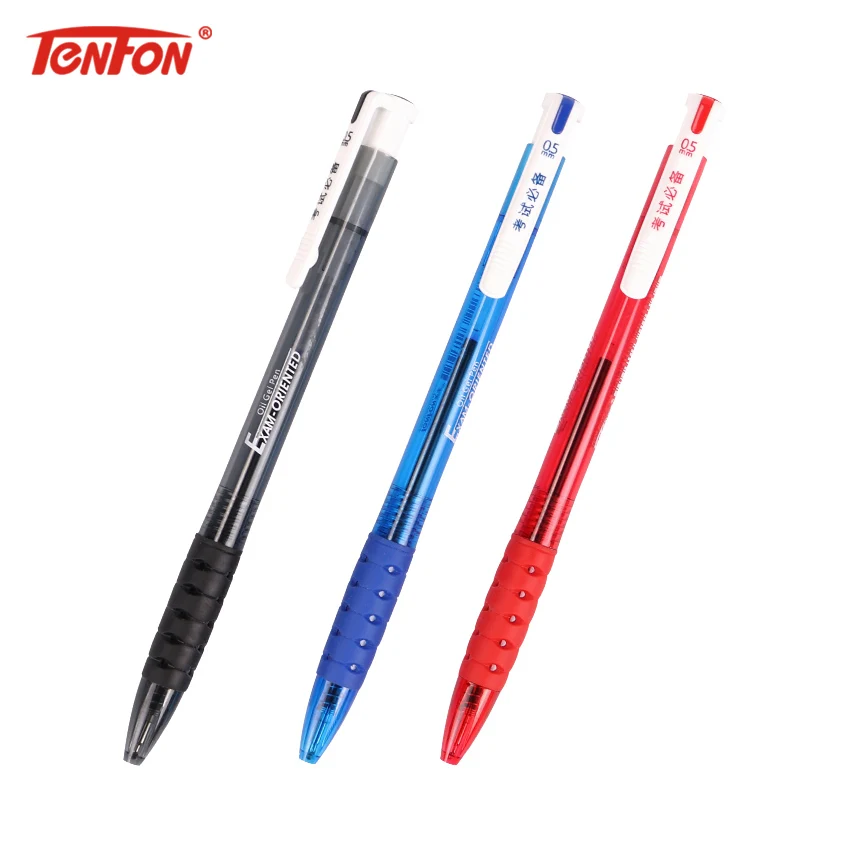 

TENFON 1PC New Product 0.5mm Exam Ballpoint Pen 3 Color Plastic Pens Press The Spring Signing Pen Supplies Stationery B-7505