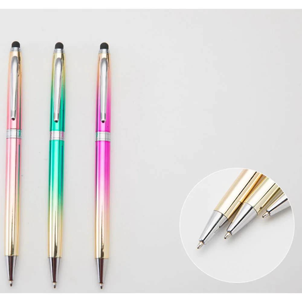 

Metallic Rainbow gradient pen office stationery school supplies pen handwriting capacitance diamond screen ball point pen