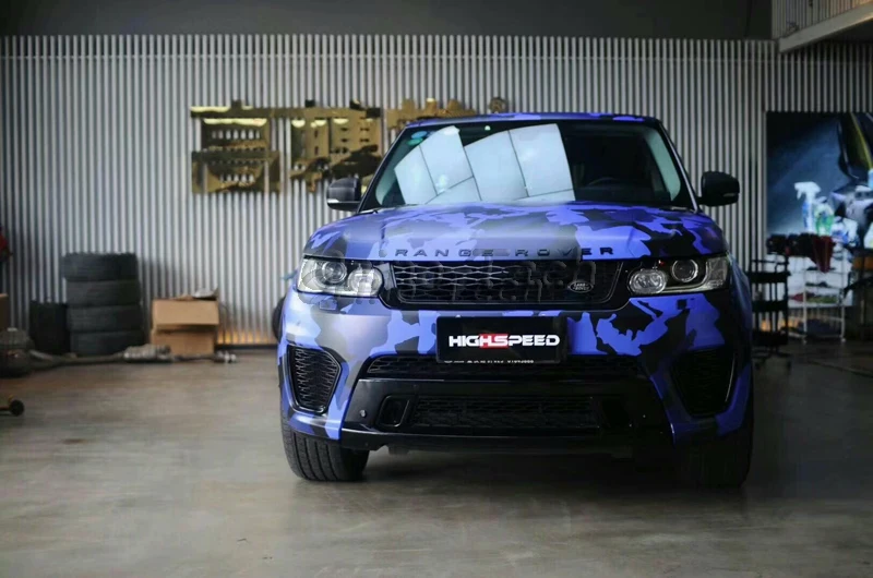 Black Blue Vinyl Film Wrap-1