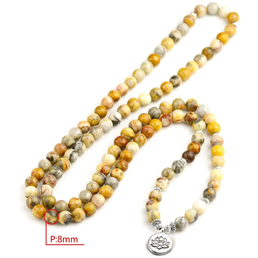 Natural Crazy Onyx Bracelet OM Buddha OM Lotus Charm Wrist For Women Men Buddhist Yoga Mala Bracelet For Unisex Jewelry