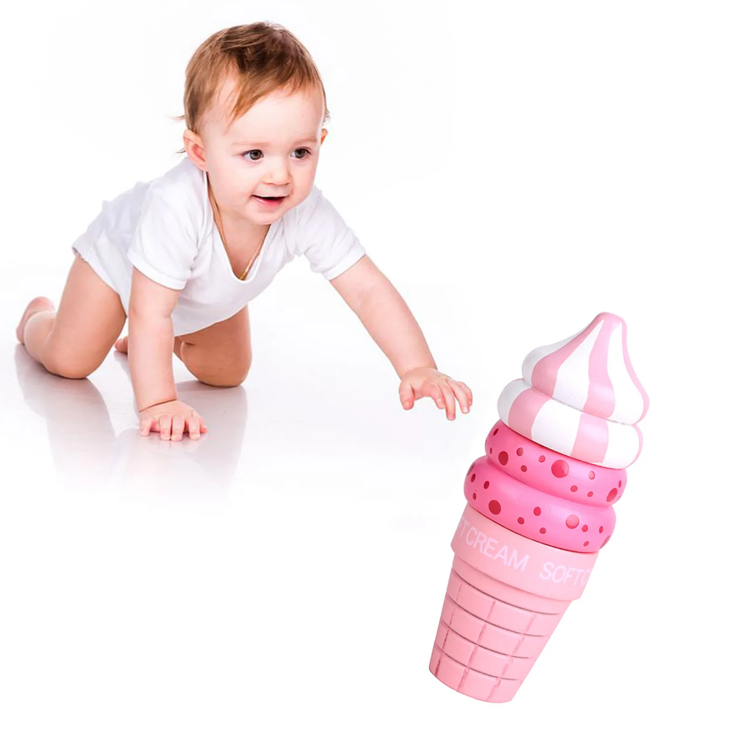 Детские милые симуляционные Магнитные деревянные для мороженого игрушки деревянные Ванильные шоколадные клубники Icecream еда ненастоящая