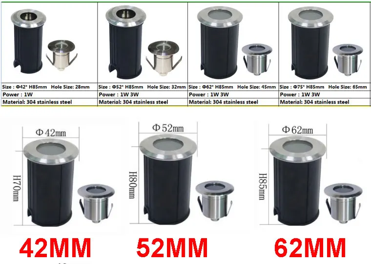 Нержавеющая сталь 1 Вт 3 Вт 12 в 24 В IP68 светодиодный подземный светильник водонепроницаемый высокомощный закаленное стекло Открытый Сад Мини Пейзаж
