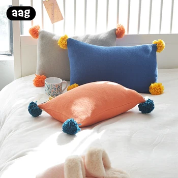 

Nordic Style Knit Throw Pillow Cushion Bed Car With Balls Square Pillow Back Support Cushion Home Decoration Throw Pillows