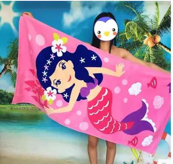 

100% cotton beach towel Funny Beautiful mermaid bath towel kids 75x150cm washing cloth for swimming