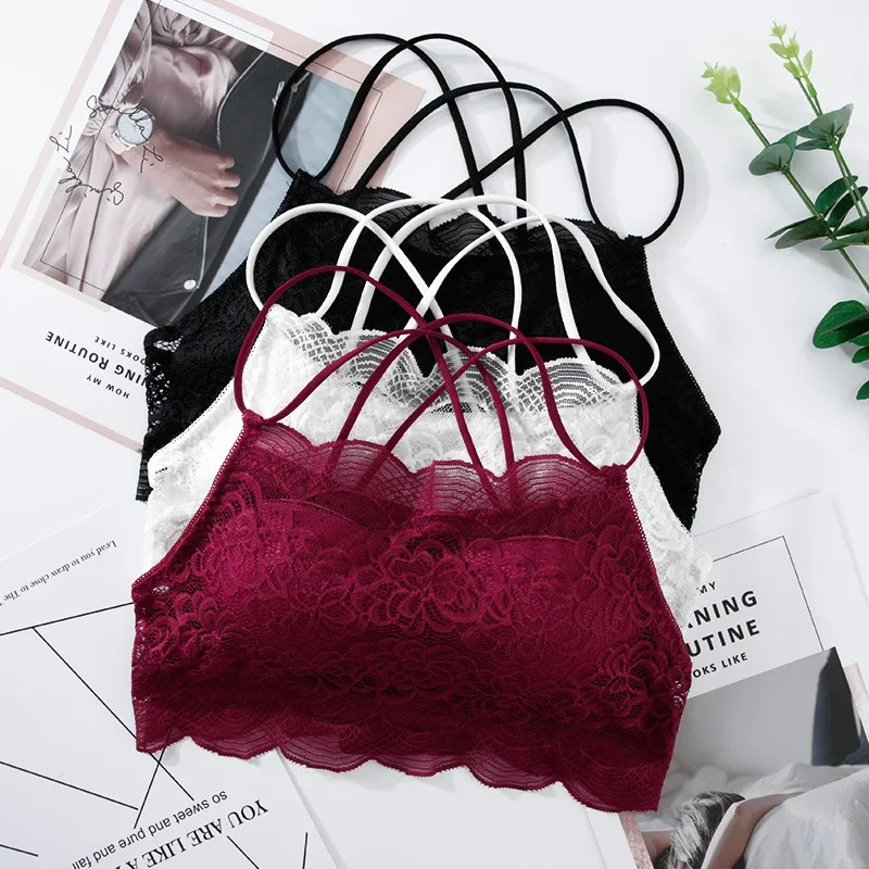

Women Lace Tube Top Sexy Chest Padded Tank Tops Ladies Fitness Bra soutien gorge femme Underwear
