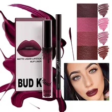 BUD K Matte Liquid lipstick Cosmetic lip kit+Lip Liner pencil Lip gloss Mate Waterproof kyliejenner LIPSTICK 2PCS/Set NEW
