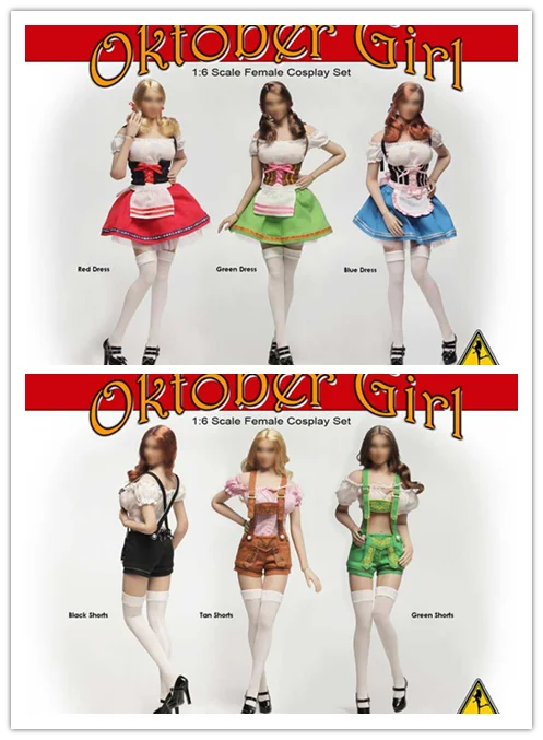 

[ESTARTEK] Flirty Girl FGC2017-6~FGC201711 1/6 German Oktoberfest Girls Skirt Cosplay Clothing Set for 12" Action Figure DIY
