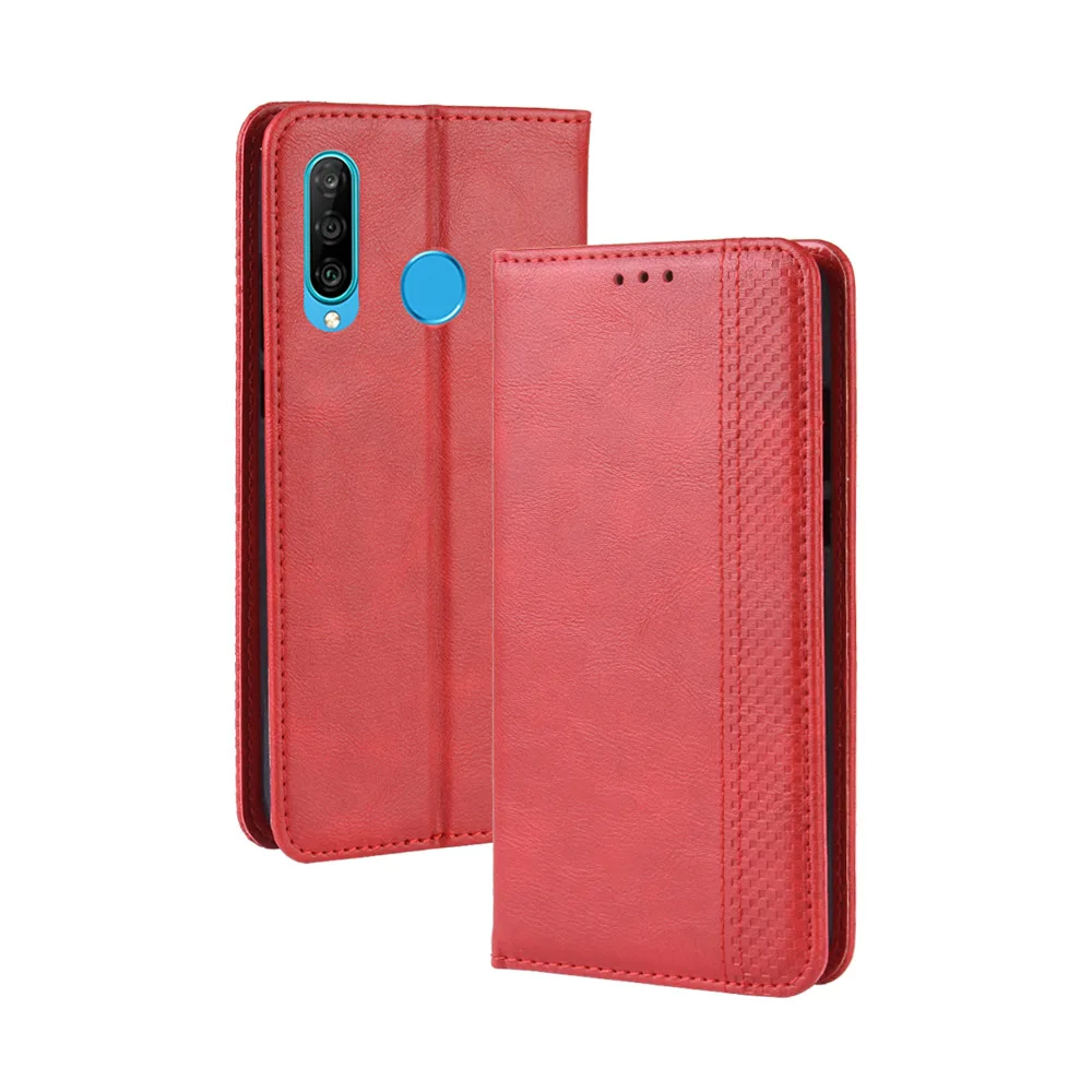 huawei snorkeling case Sang Trọng Retro Da Slim Flip Cover Huawei P30 Lite Ốp Lưng MAR-LX1M MAR-LX2J Ví Thẻ Đứng Từ Quyển Sách Bao Da Ốp Lưng Điện Thoại huawei phone cover