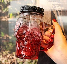 Envío Libre 500 ml Calaveras de Colores con la Jarra de Cerveza de Vidrio Grande cerveza de barril un frasco novelty pesada base de cristal cara del cráneo