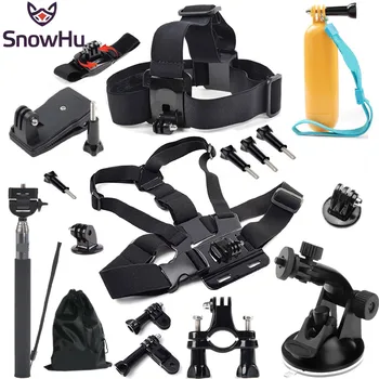 

SnowHu For go pro Accessories Head chest strap bracelet Monopod with Mount Adapter for GoPro Hero 9 8 7 6 5 eken xiaomi yi GS07
