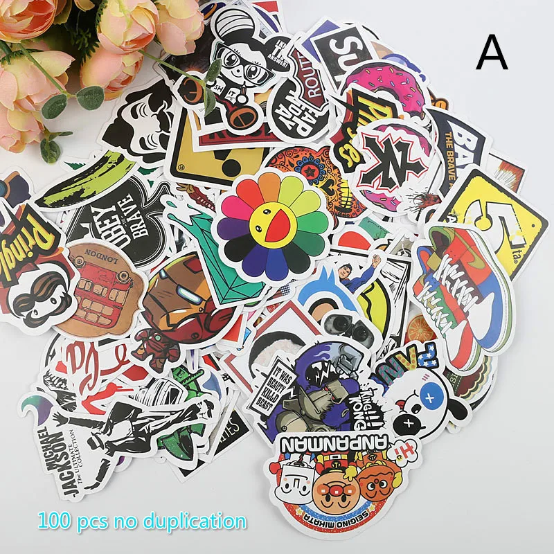 

100 Pcs/lot Cartoon Cute Graffiti Decorative Stickers It Can Be Attached to Cars, Motorcycles, Pole Boxes, Guitars, Laptops, Etc