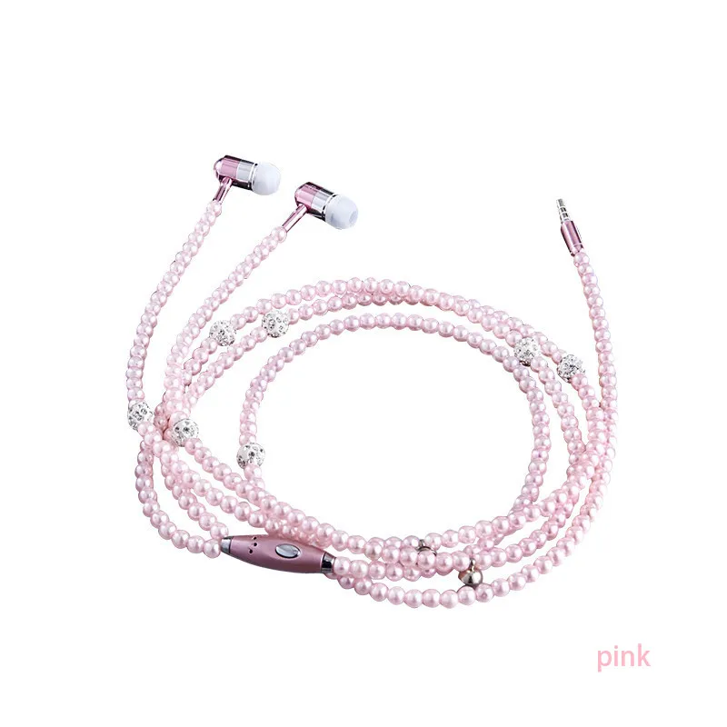 

SIFREE Fashion Earphones Lady Woman Beads Necklace Chain Pearl Earphone with Microphone Stereo In-ear for Xiaomi iPhone samsung
