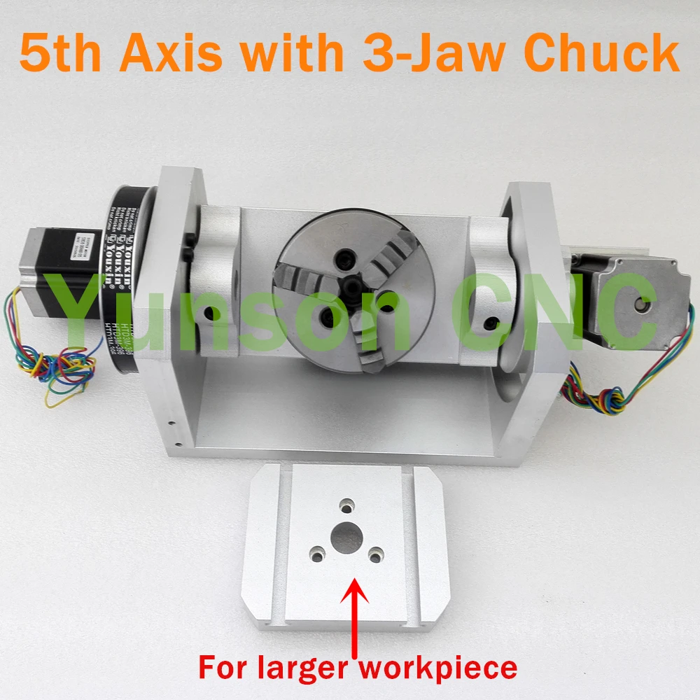 

CNC 5th Axis Rotary Axis with K01-100 3-Jaw Clamp Chuck for Mini CNC Router3040/4060/6090 Engraver Machine DIY Parts Woodworking