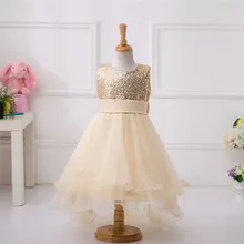 New arrive kid girl dress trailing dress for Child solid Sequined dress for girl L9018