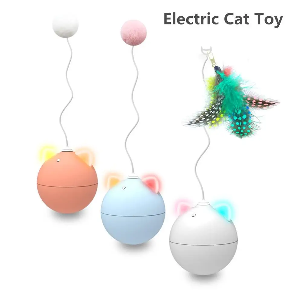 

LED Light Electric Smart Cat Toys Teasing Cat Stick Automatic Turntable Electric Smart Cat Toy Ball Funny Play Toy