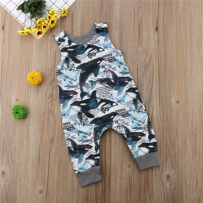 Boy Clothing Round Neck Summer Sleeveless Rompers Cotton Outfit Clothes One Piece Newborn Kids Baby Boys Jumpsuit Romper