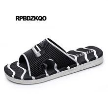 Мужские сандалии; коллекция года; сезон лето; большие шлепанцы на платформе; красивая обувь на плоской резиновой подошве; белые шлепанцы; Цвет Черный; пляжные; фиолетовые; в полоску; размеры 45