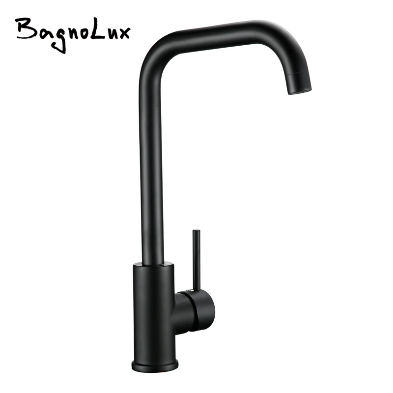 

Alba Black Single Handle Hot Cold Faucet 360 Degrees Rotate torneira para cozinh Arc Kitchen Sink Faucet MIxer Tap In Black