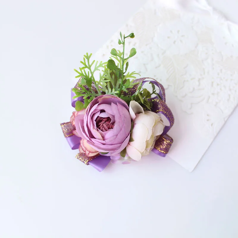 Wrist Corsage Bracelet wrist flowers artificial flowers rose  (23)