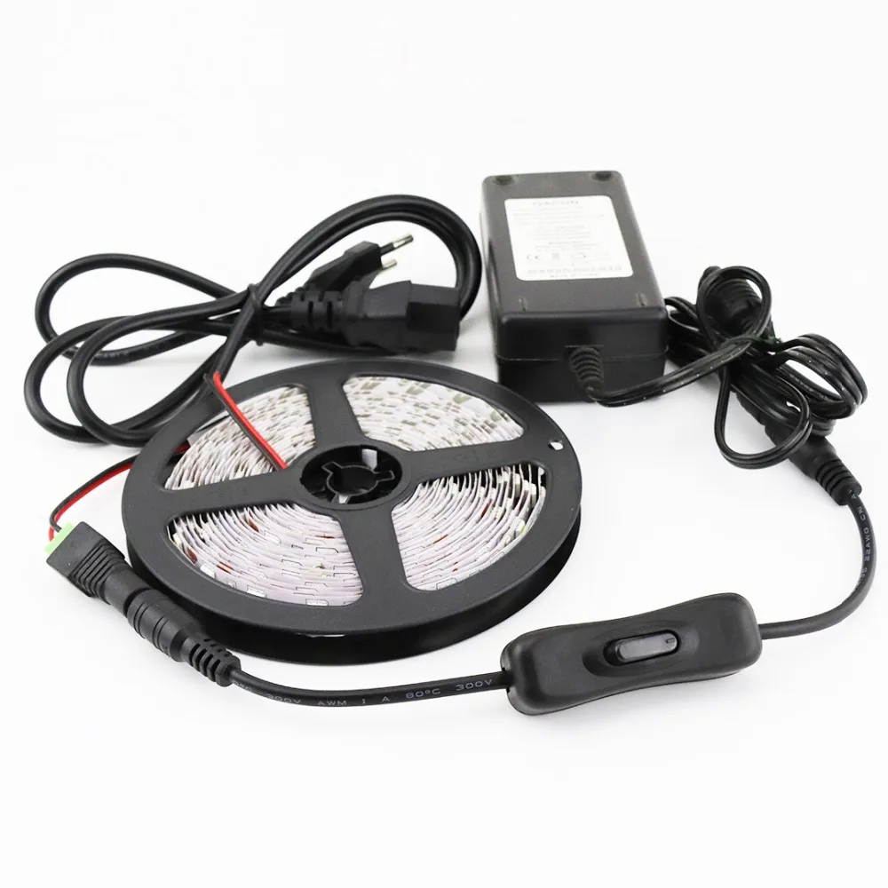 5m High Light LED Strip 24V with switch 2A adapter 24 V tape SMD5050