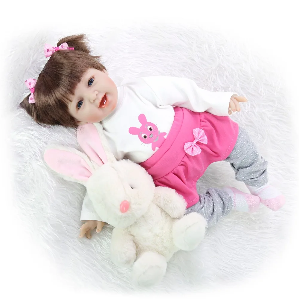 Силиконовая кукла bebes reborn 55 см с изображением улыбки для девочек игрушки