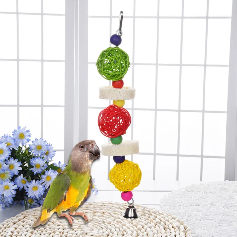 Multi colored Bird Toys Parrot Toys Swing Parrot Cage Ball Hanging With