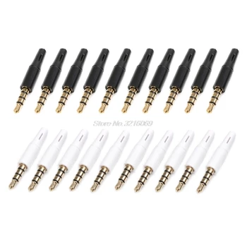 

10pcs New 3.5mm Stereo Headset Plug Jack Outlet 2.5mm 4 Pole 3.5 Audio Plug Jack Adaptor Connector For Iphone White And Black