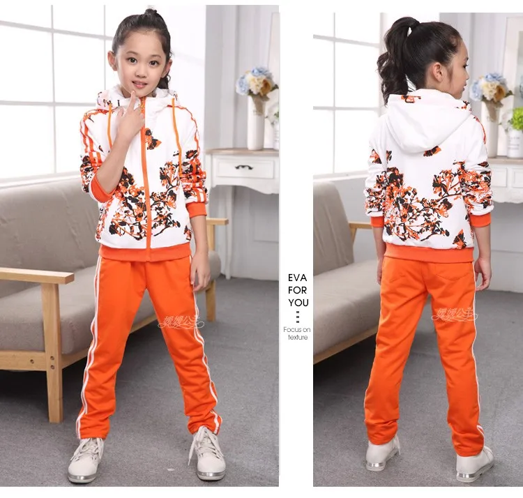 Clothing Set Girls Clothes Jacket Floral Zipper Kids Hoodies Pants Kids Tracksuit For Girls Clothing Sets Sport Suit 2021 Spring angel baby suit Clothing Sets