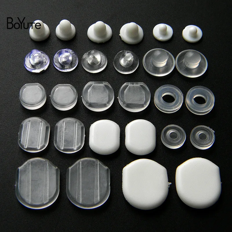 BoYuTe Wholesale White Transparent Soft Silicone Anti-Pain Ear Clip Pad Earrings Accessories DIY Jewelry Findings Components vintage transparent pirate treasure storage box organizer earrings crystal gem jewelry trinket women jewelry display travel case