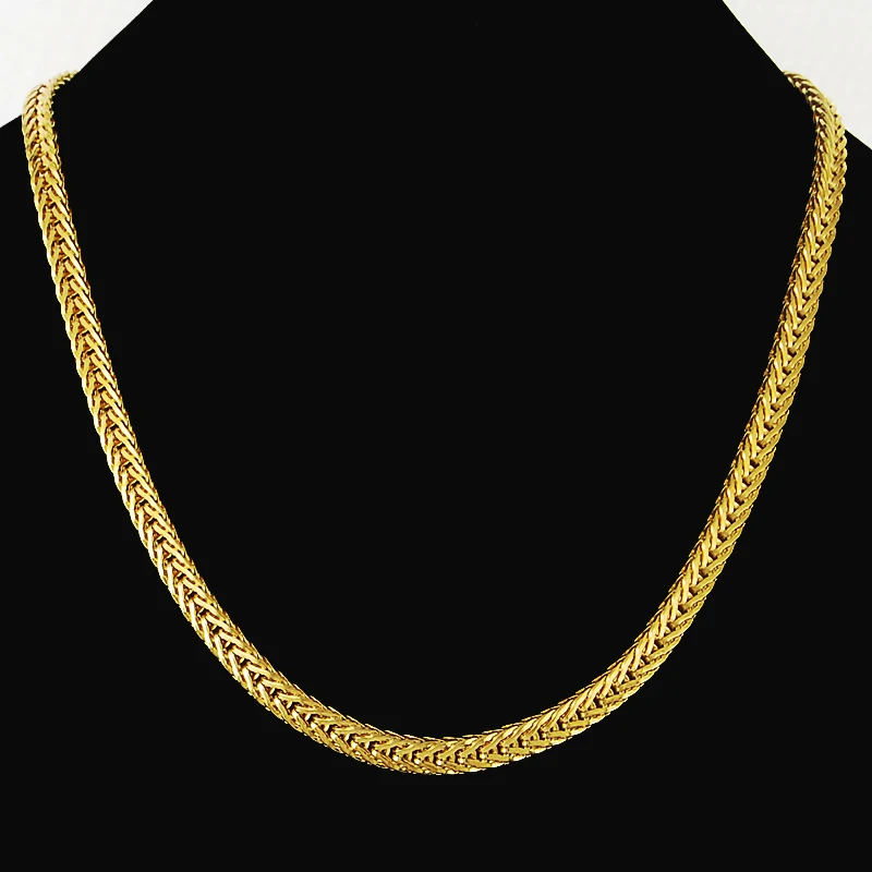 

64CM Long 5MM Wide 24K Pure Gold Color Snake Chain Neckalce New Fashion Men's Hiphop Jewelry Chunky Rap Chain for Cool Men