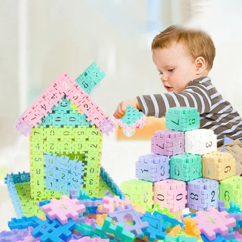 

50 Pcs 2 in 1 Square Digital Building Blocks Educational Learning Construction Toys for Children DIY BricksC