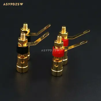 

4 PCS Small gold-plated spring terminal M4 Push-type spring posts for Speakers/Power amplifiers