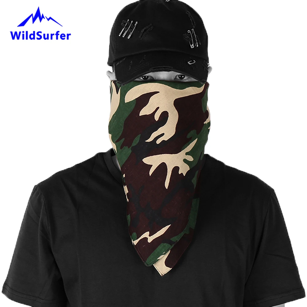 WildSurfer Camouflage Bandanas Cotton Headwear Women Scarves Headband Men Camping Mask Gaiters Braga Cuello Hiking Scarves FJ07