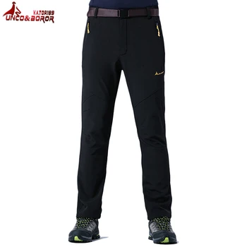 

UNCO BOROR Men's Fleece Softshell Ski Pants Winter Warm Thick Outdoor Sports Trousers Waterproof Camping Hiking Pants Plues size