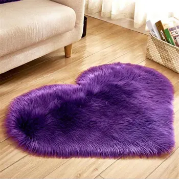 

WINLIFE Heart-shaped Solid Wool Imitation Sheepskin Rugs Non Slip Living Room Shaggy Carpet Bedroom Mats