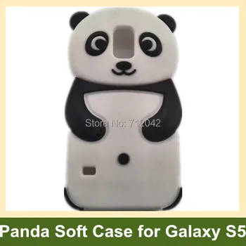 

Lovely 3D Animal Pattern Panda Soft Silicone Cover Case for Samsung Galaxy S V S5 i9600 10pcs/lot Free Shipping