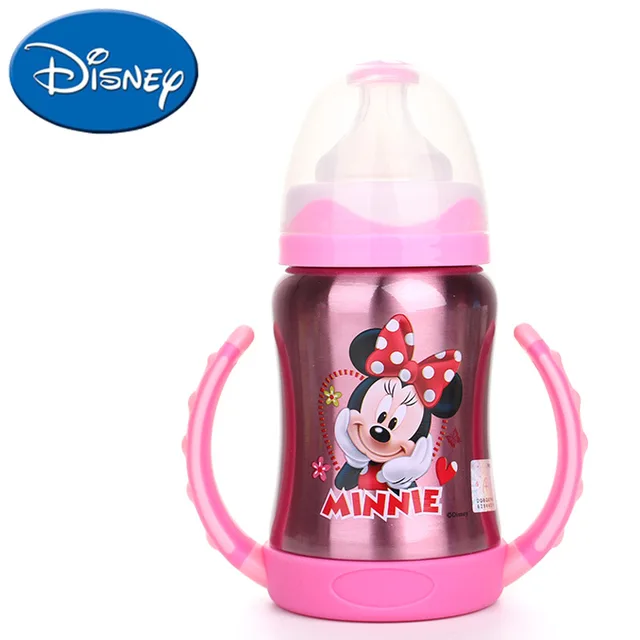 Best Offers Disney baby insulated bottle baby with straw handle stainless steel cup anti-flatulence anti-fall 220ML Best Offers Disney baby insulated bottle baby with straw handle stainless steel cup anti-flatulence anti-fall 220ML