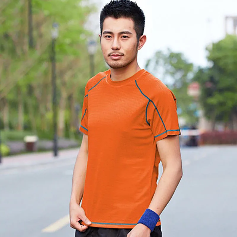 Men Orange RAY GRACE быстросохнущая походная футболка Летняя сетчатая дышащая уличная спортивная одежда для мужчин и женщин футболки для фитнеса альпинистская Футболка С рыболовным принтом - Цвет: Men Orange