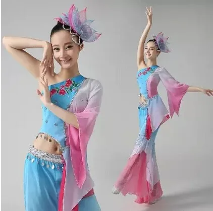 Женская традиционная искусственная танцевальная одежда Jiangnan с вышивкой в виде