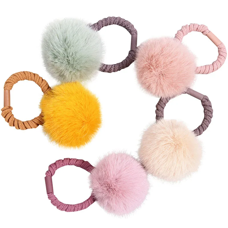 Новый корейский имитация кролика волосы мяч волос кольцо для девочек милые плюшевые резинкой веревка дети Эластичность резинки