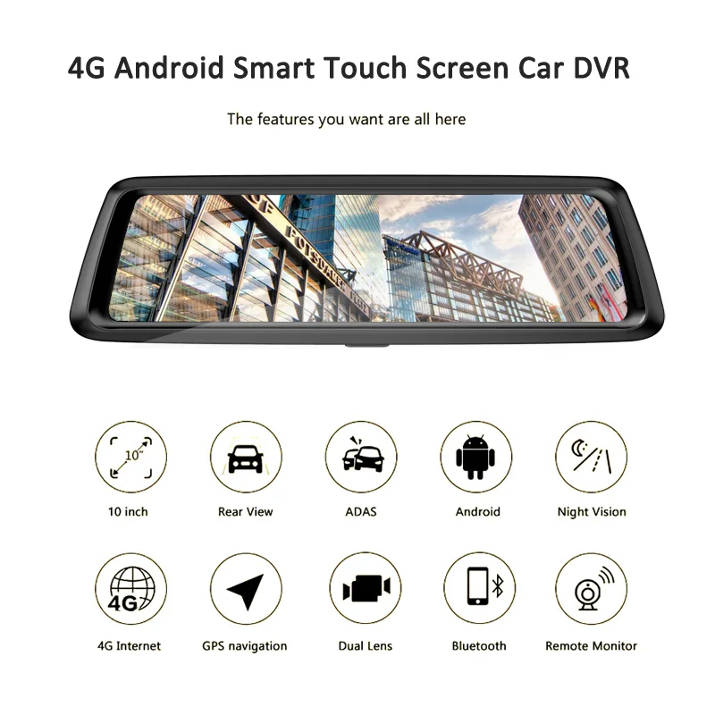 4G Dash камера 10 &quotips сенсорный экран Автомобильный видеорегистратор 1080 P двойной