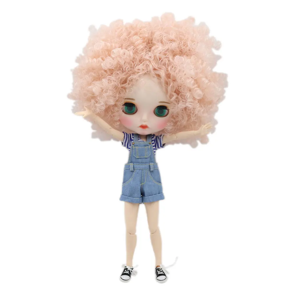 

1/6 Blyth doll white skin joint body Pale Pink hair new matte face with eyebrows Lip gloss.No.BL2352