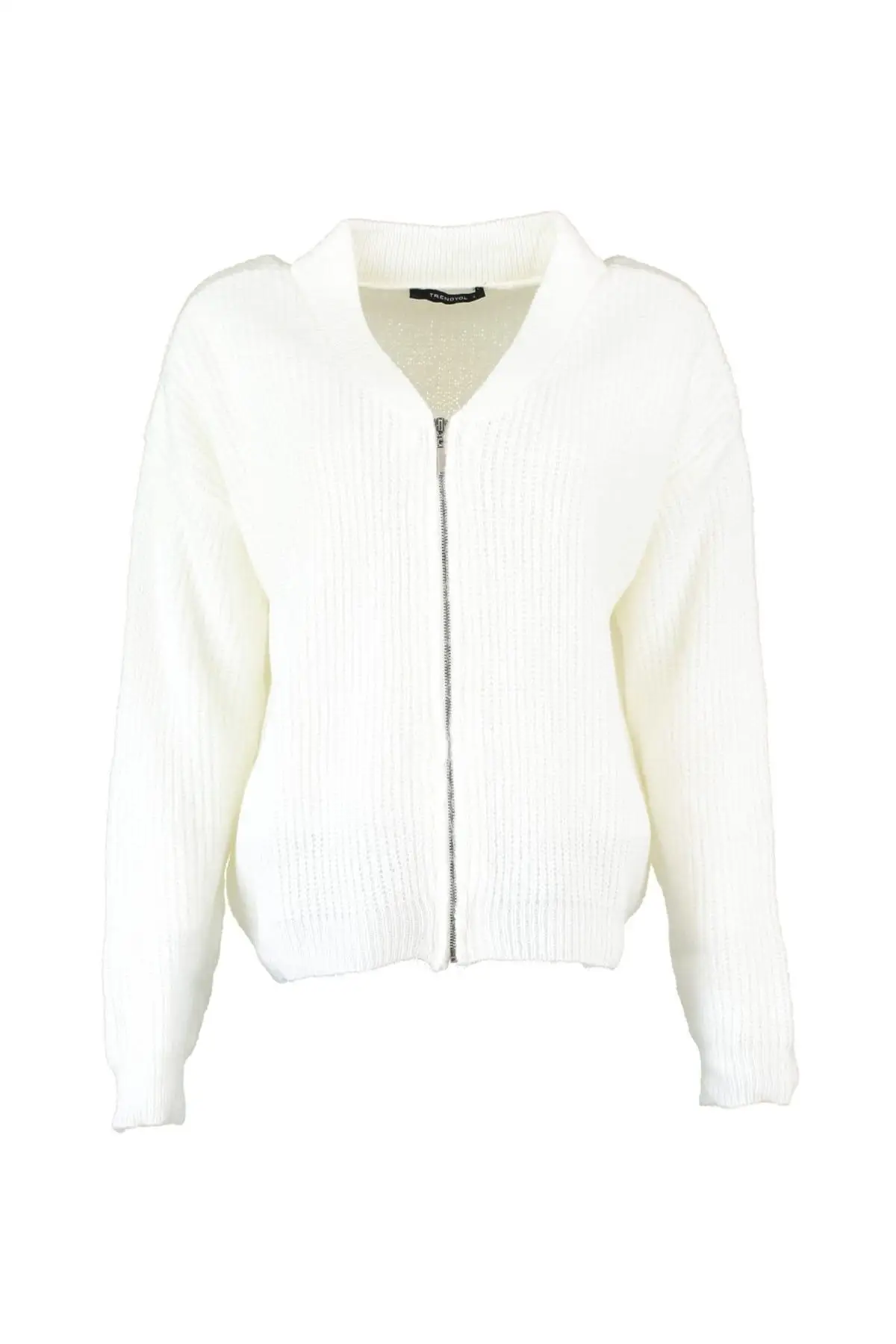 

Trendyol WOMEN-Ecru Zipper Sweater Cardigan TWOAW20ZA0019