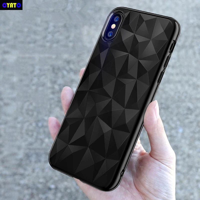 

MYSUN Clear 3D Geometry Diamond Pattern Case for iPhone X 8 7 6 6S Plus Fitted Cases Ultra thin Transparent Soft TPU Back Cover
