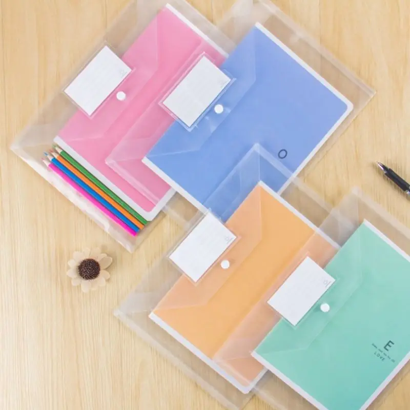 

6pcs/lot A4 size plastic Waterproof Document pocket bill pouch file Pen Filing Pocket Folder Office & School Supplies S18139