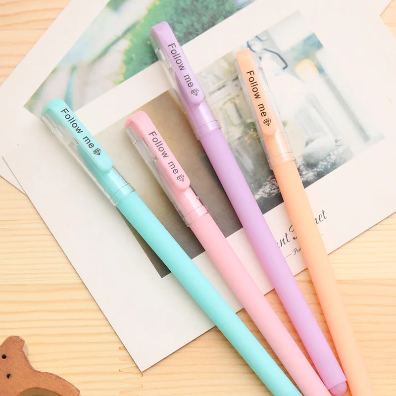 Jelly Color Cute Kawaii Gel Pen Roller Ball Pen Fine Point 0.38mm Kawaii Stationery  Black Ink Office Material School Supplies