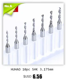 HUHAO 1pc Shank 3.175mm TiN Coating Corn end mill Cutter PCB milling bits for PVC PCB CNC router bits 0.6mm to 2.4mm end mill