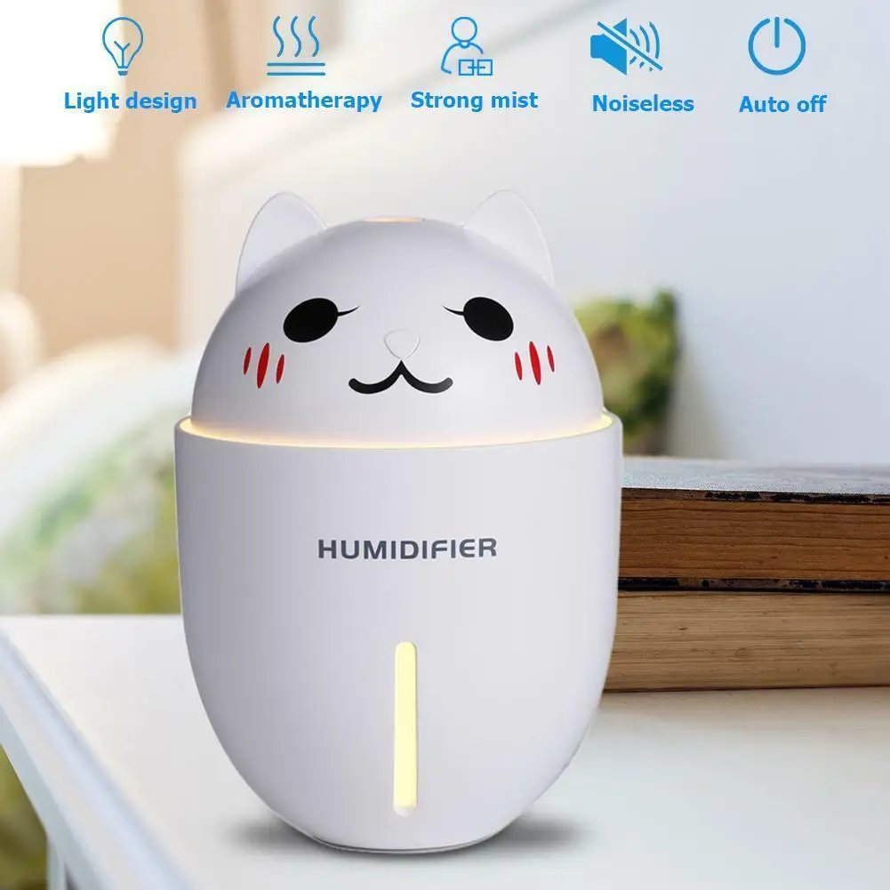 LED Ultrasonic Aroma Humidifier Air Aromatherapy Essential Oil Diffuser 320MLUS - Цвет: White Cute Cat