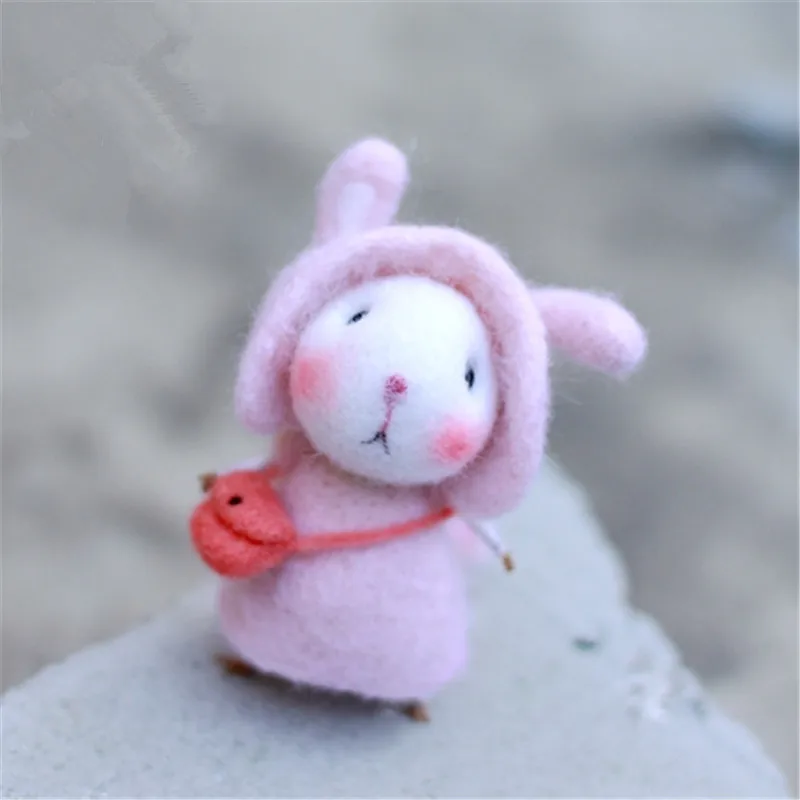 

DIY Felt Craft 1 Set Material Package Cute Rabbit Mouse Handmade Animals Felting Christmas Accessories Craft Kits For Kids Gifts
