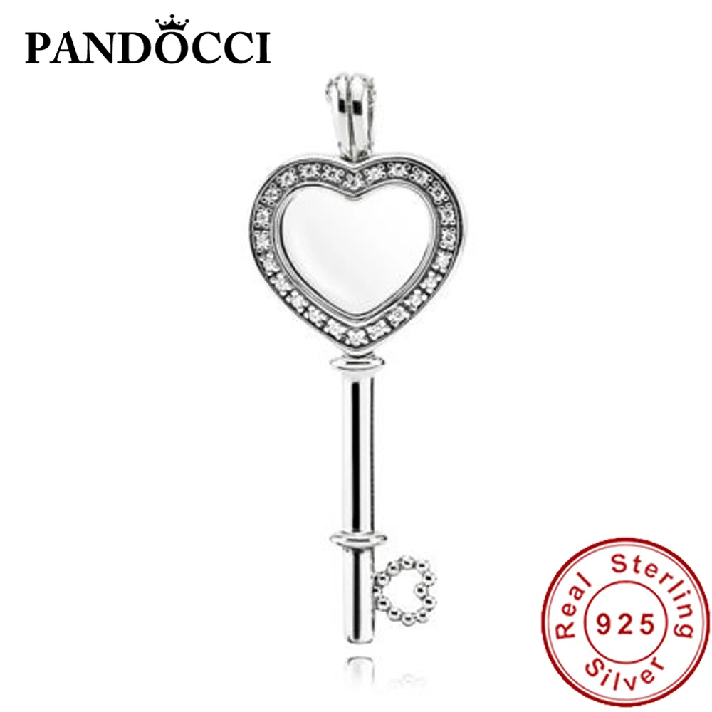 

PANDOCCI 100% 925 Sterling Silver 1:1 396581CZ-1 FLOATING LOCKET HEART KEY Original Jewelry Suitable Gift Small Decoration